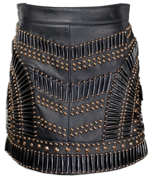 Miranda Lambert Stage-Worn Black Leather Studded Mini-Skirt